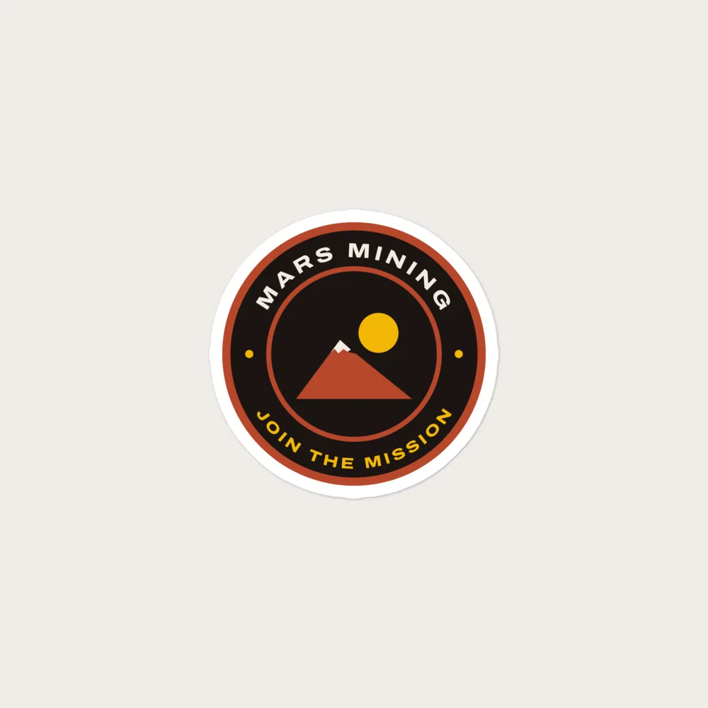 Round Mars Mining badge sticker